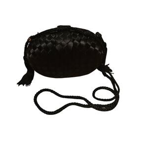 Delill Creation Purse Handbag Womens Woven Multicolor Satin Ribbon Strap Vintage